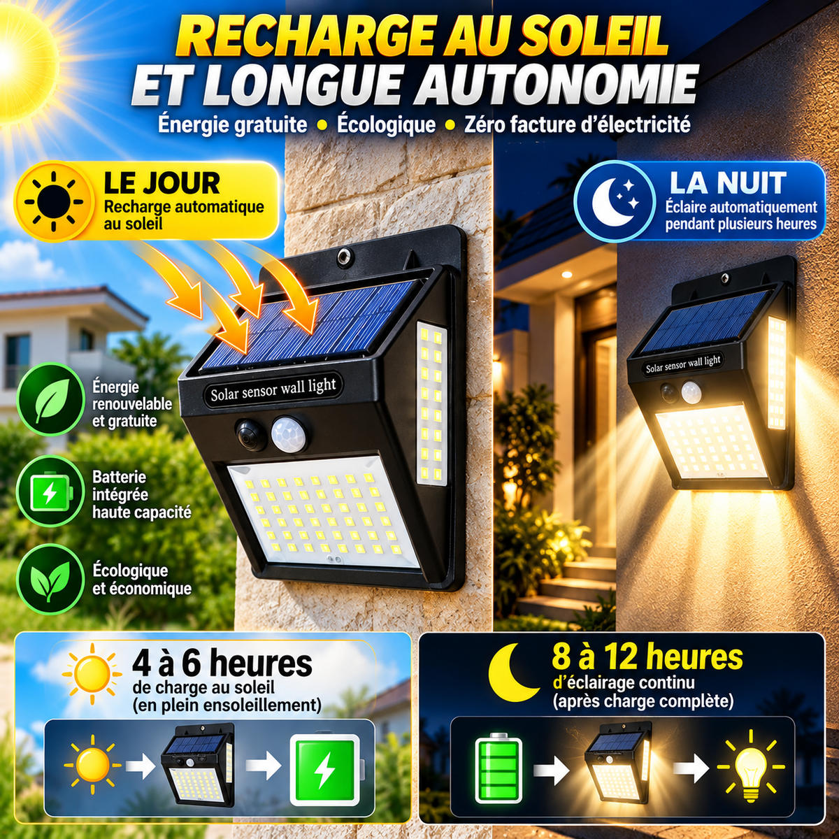 Lampe Solaire LED Extérieure – Éclairage Sans Électricité