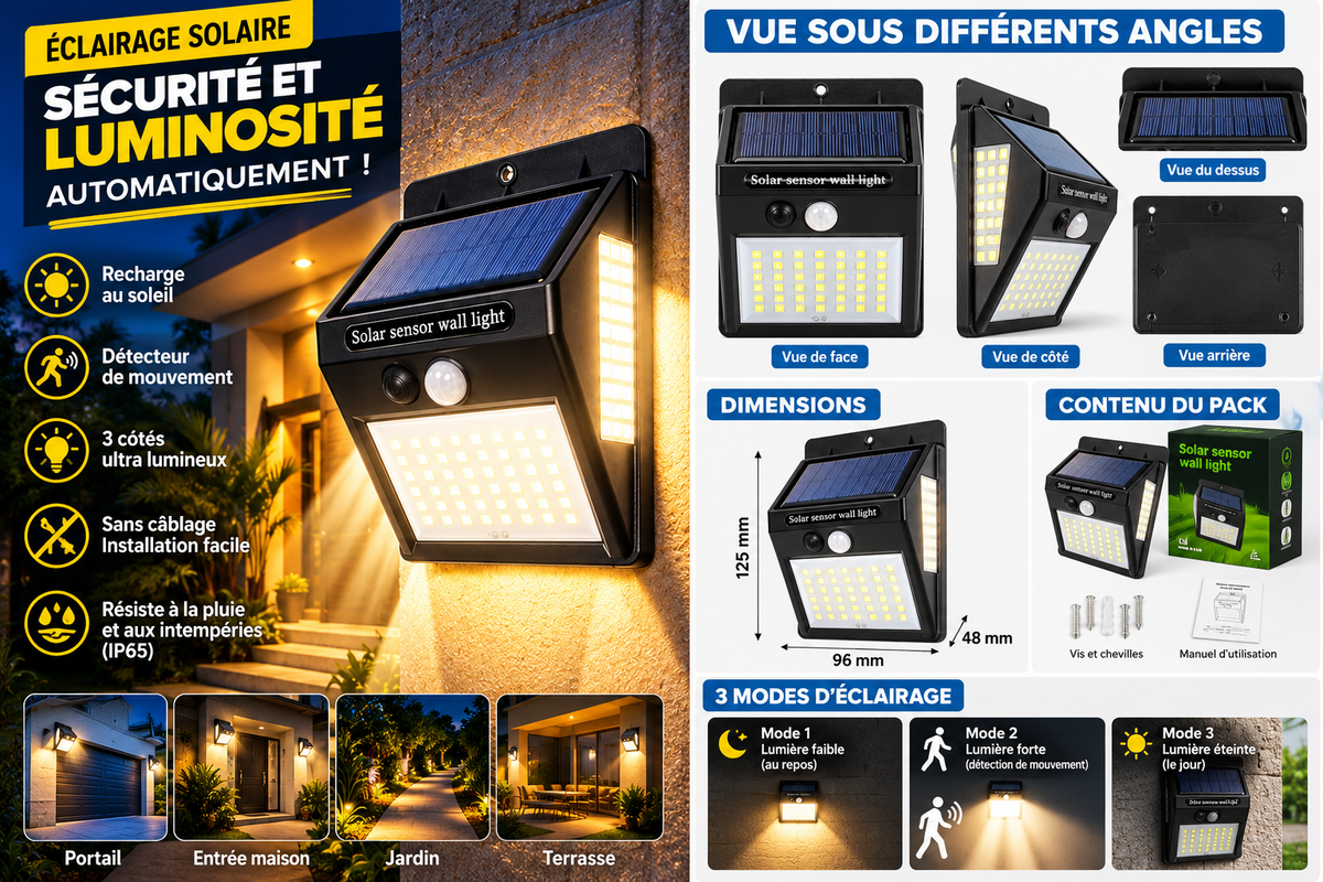 Lampe Solaire LED Extérieure – Éclairage Sans Électricité